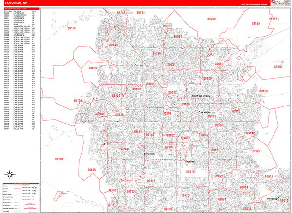 Las Vegas Zip Code Wall Map